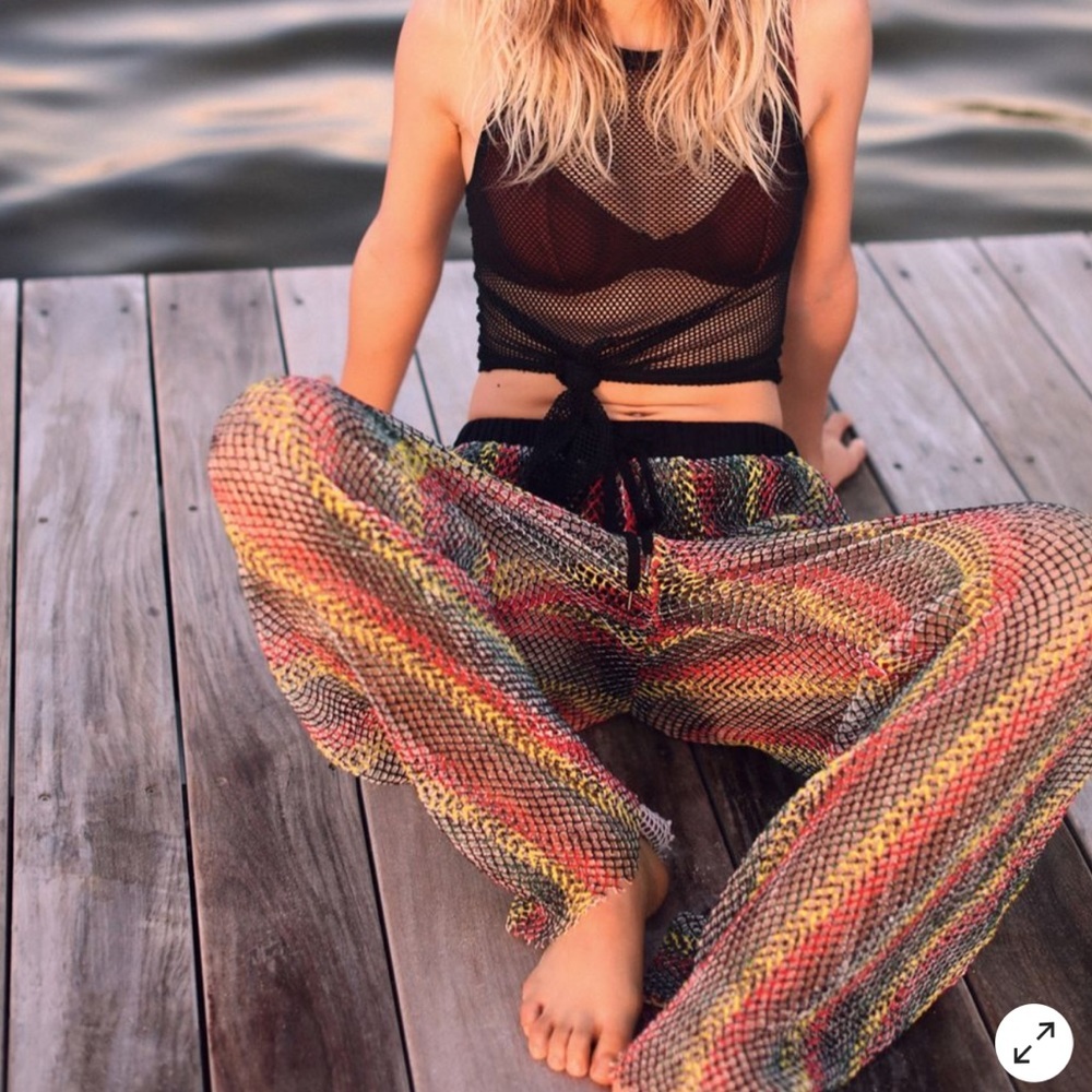 NWOT UO Yelena Striped Mesh Wide Leg Pants XS